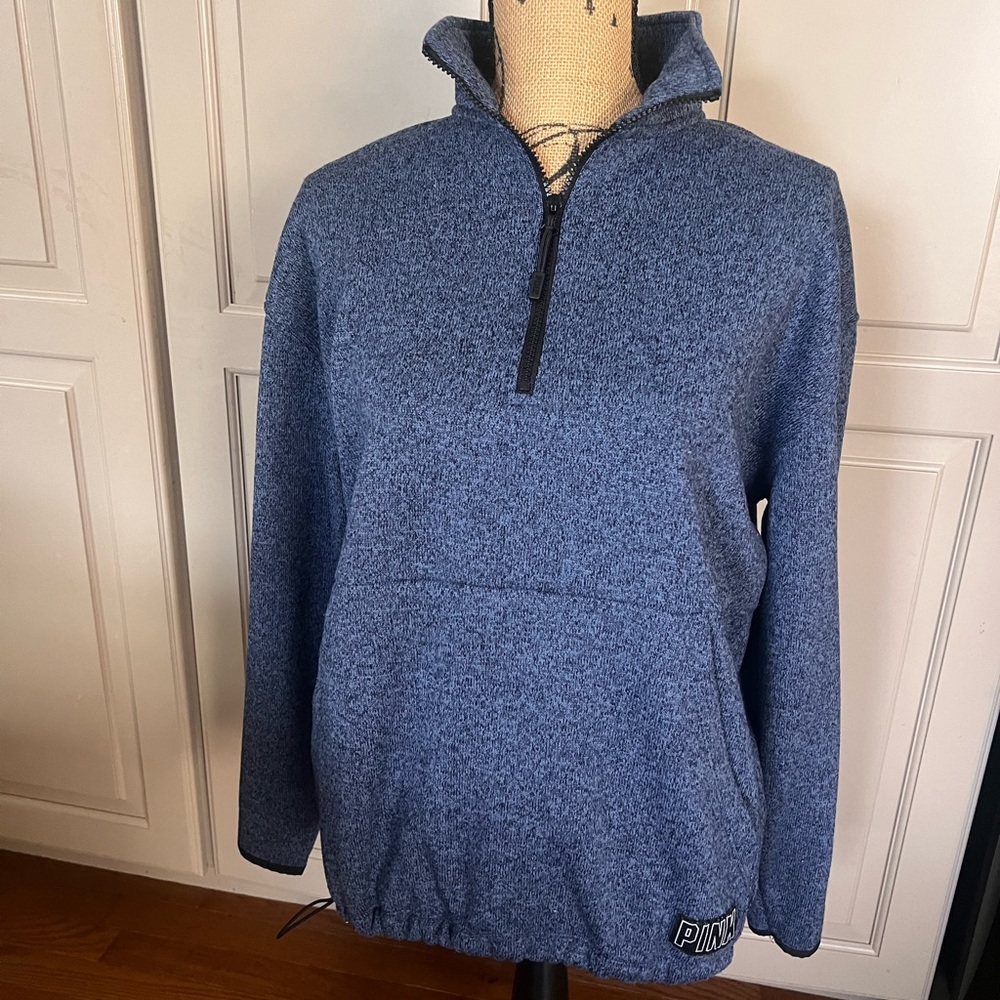 Victoria's Secret Pink half zip blue space dyed pullover sweatshirt xs nwot